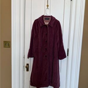 Vintage Dark Plum Velvet Swing Coat L